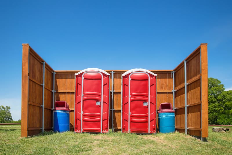 Short-term porta potty units staged for delivery in Tupelo, Mississippi